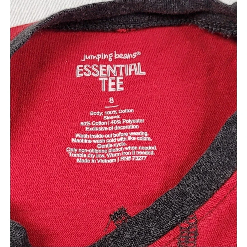 Jumping Beans Boys Long Sleeve Essential Baseball Tee Red Charcoal Size 8
